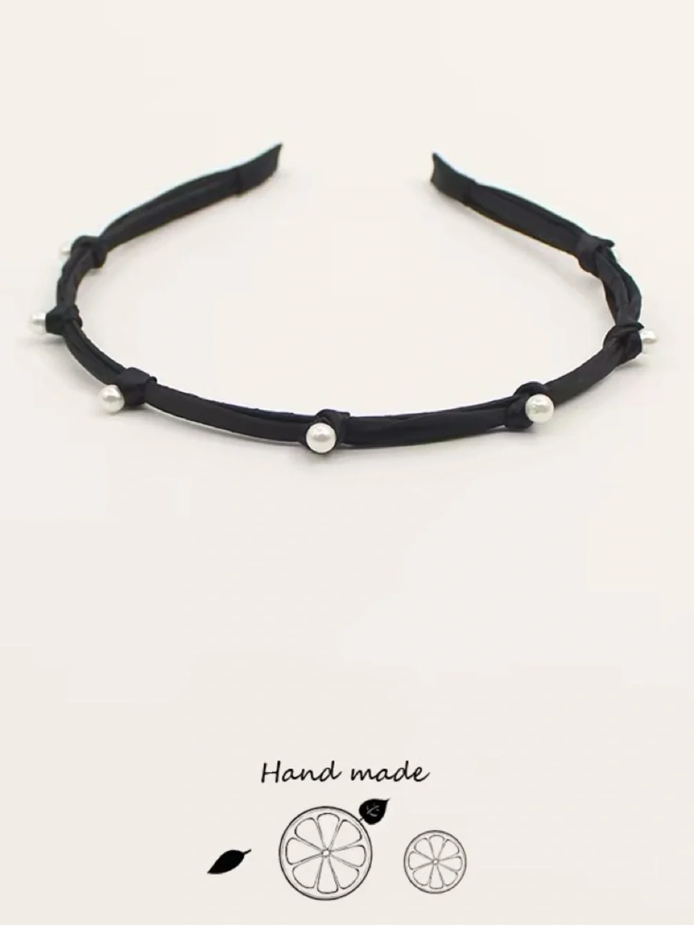 Vintage Black Pearl-Studded Hairband